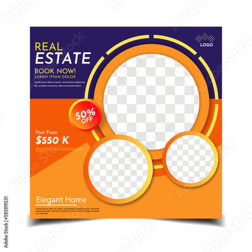 Real Estate Media Sosial Posting Template; Editable Posting Template Social Media Banner