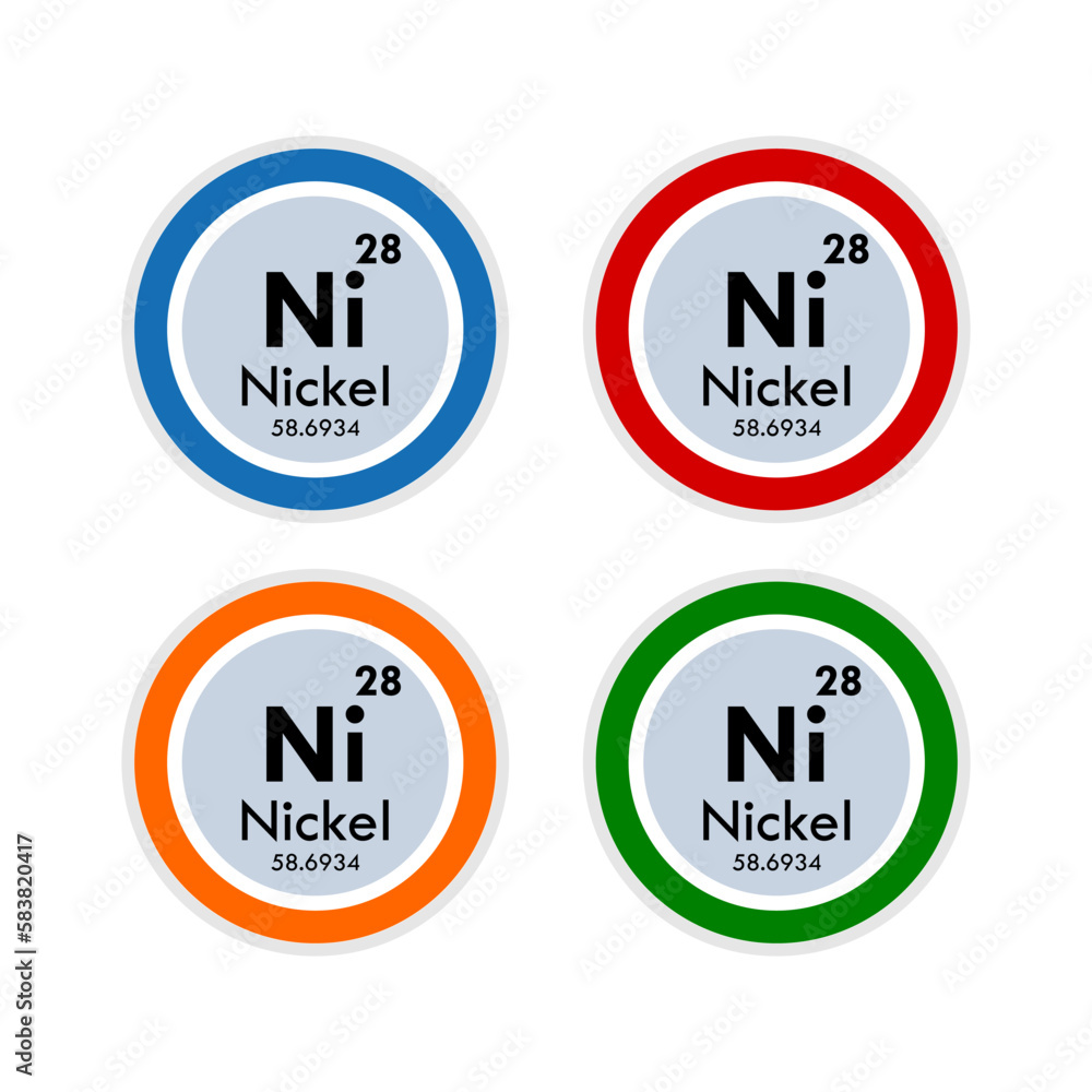 Fototapeta premium Nickel icon set. vector illustration in 4 colors options for webdesign