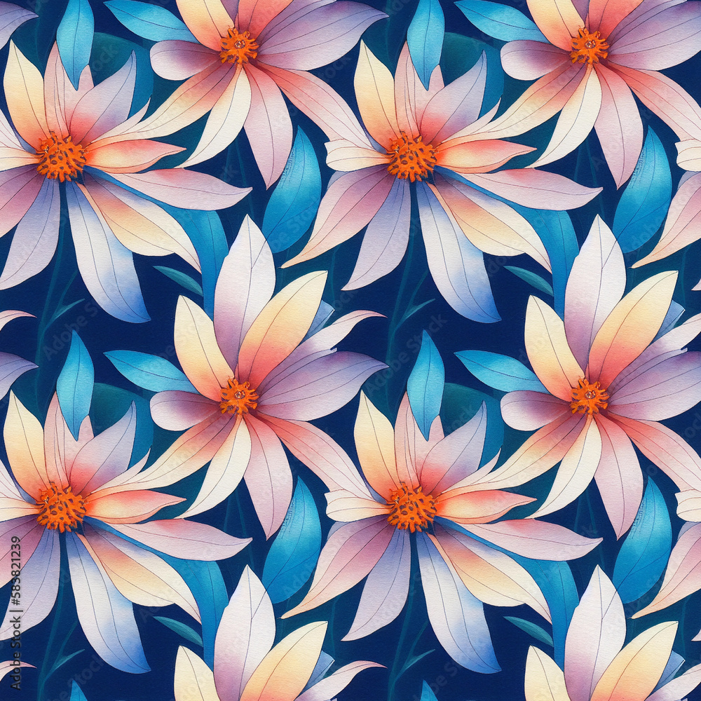 Abstract floral seamless background - AI generated image Abstract floral seamless background - AI generated image