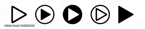 Play icon set. Player vector Illustration symbol. Black music button.