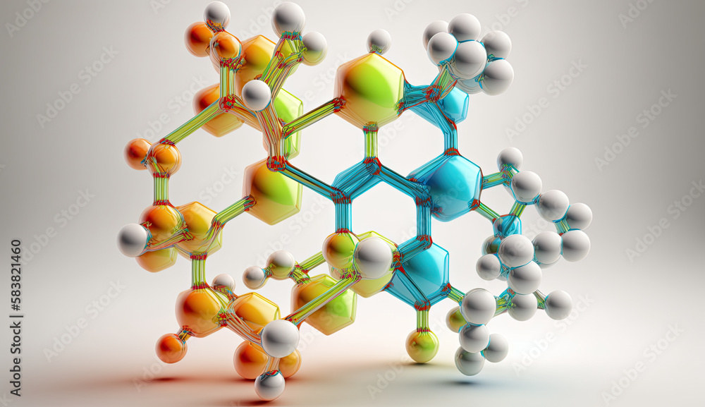 Obraz premium 3d illustration of a molecular structure on a smooth background. Generative AI