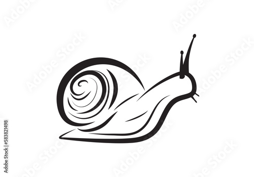 Snail with shell vector icon. Shelled gastropod.