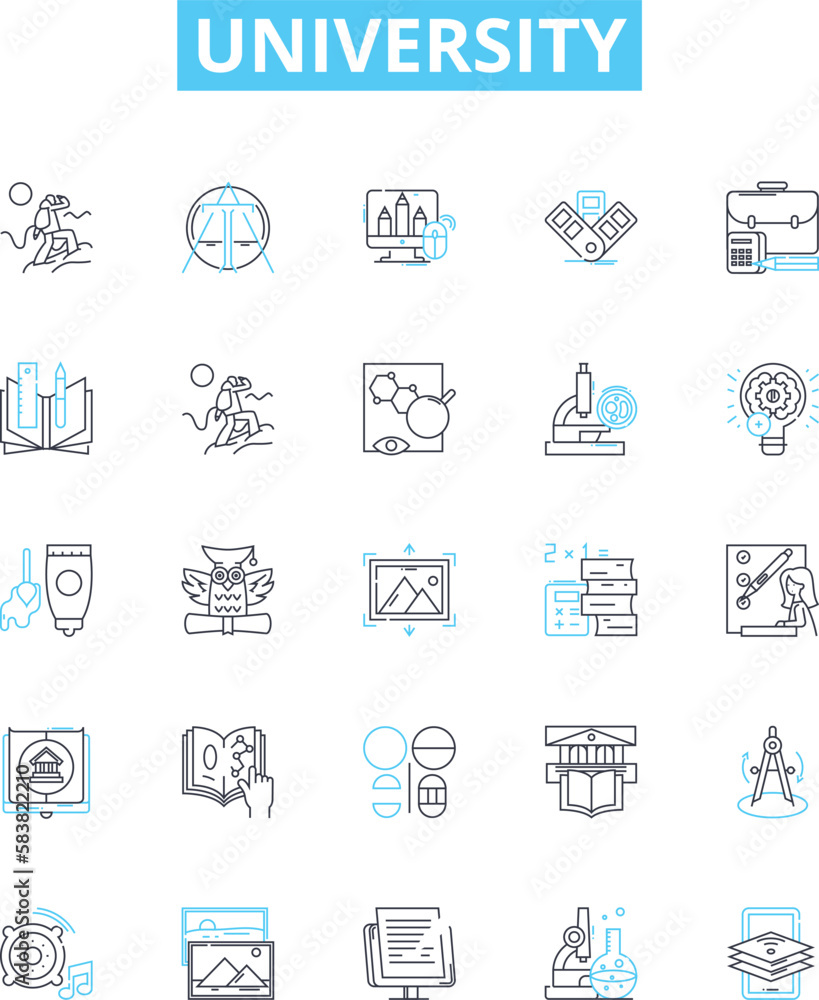 University vector line icons set. College, University, School, Higher-education, Campus, Academic, Institute illustration outline concept symbols and signs
