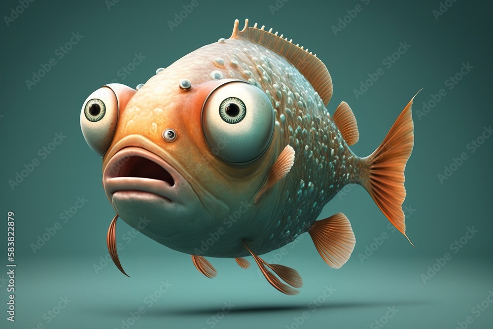 illustration of a funny fish with puffy eyes. Ai generated. illustration of a funny fish with puffy eyes. Ai generated.