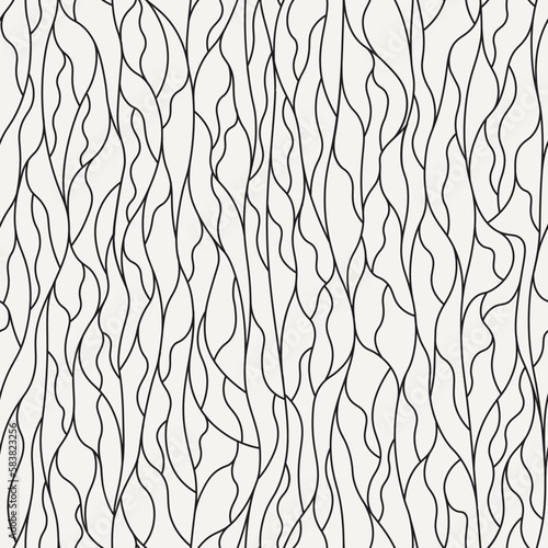 Undulating hand drawn lines vector background. Curly lines seamless pattern.