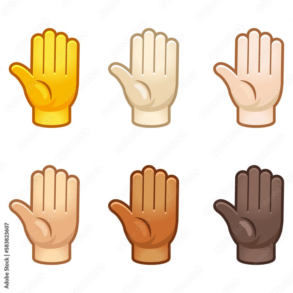 Different mood emoji. Emotional hi hello emoji hand set of various skin tonescute cartoon stylized vector cartoon illustration icons. Isolated on white background. Different mood emoji. Emotional hi hello emoji hand set of various skin tonescute cartoon stylized vector cartoon illustration icons. Isolated on white background.