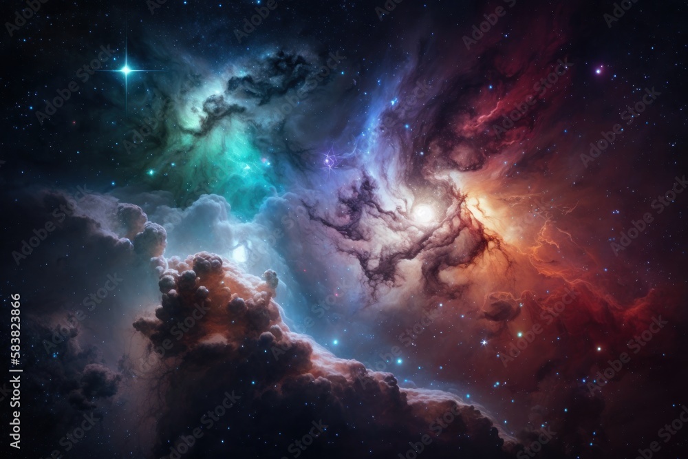 Image of starry background with galaxies. Beautiful illustration picture. Generative AI