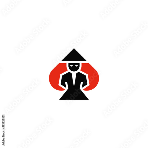Ace of spades and samurai combination. Logo design.