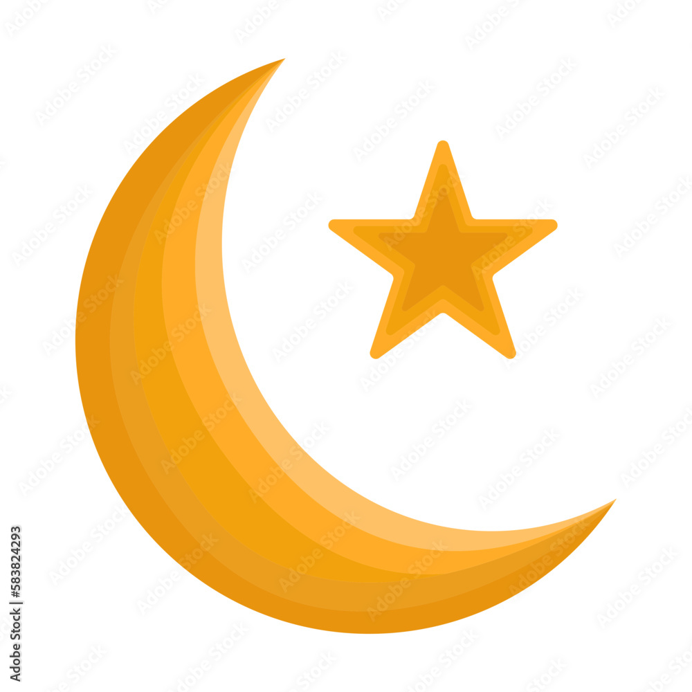 Crescent Moon with Start and Mosque Illustration Crescent Moon with Start and Mosque Illustration