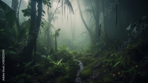 rain forest in the fog