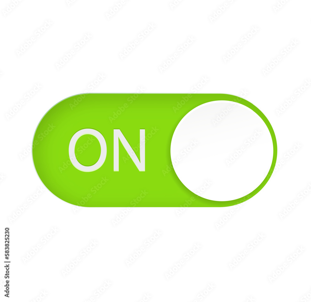 ON slider buttons. Red and green switch interface buttons. Vector ON slider buttons. Red and green switch interface buttons. Vector
