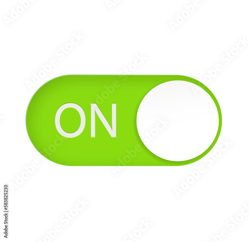 ON slider buttons. Red and green switch interface buttons. Vector