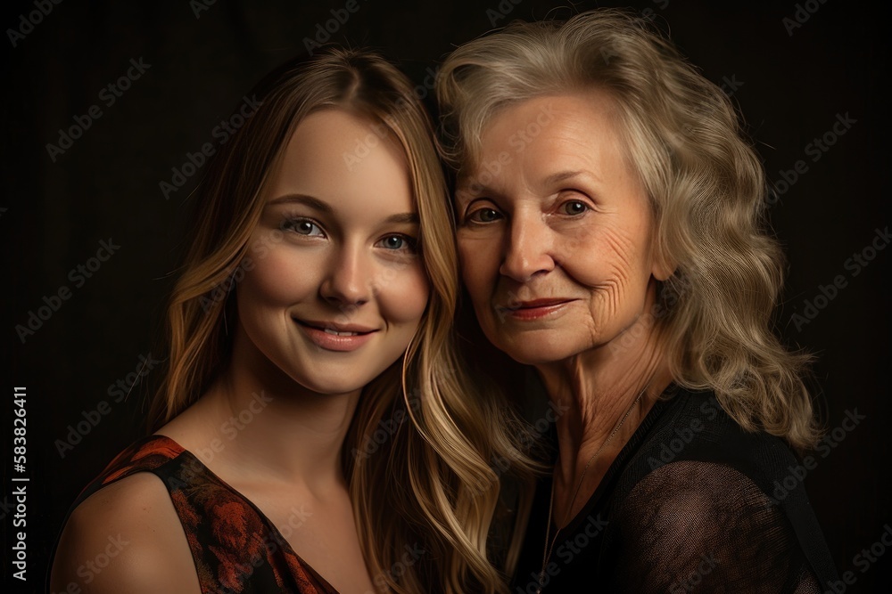 Happy adult woman enjoying in daughter's affection on Mother's day. Female family, Love, Together. Generated Ai Happy adult woman enjoying in daughter's affection on Mother's day. Female family, Love, Together. Generated Ai