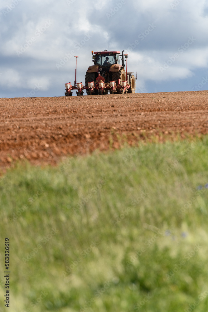 Fototapeta premium TRACTOR REALIZANDO TRABAJOS DE SIEMBRA