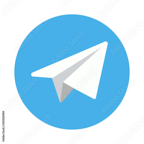 icon social media icon White paper plane on blue background. Vector illustration.