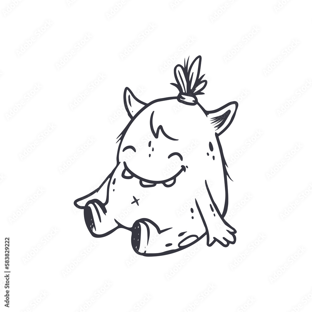 Cute cartoon monster on white background.Icon monster.Alien.Coloring.Doodle.Vector illustration Cute cartoon monster on white background.Icon monster.Alien.Coloring.Doodle.Vector illustration
