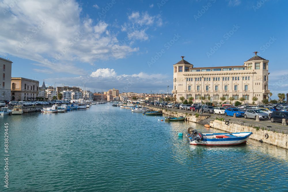 The harbour in Ortigia island Syracuse Sicily