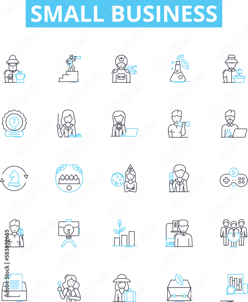 Small business vector line icons set. Small, business, entrepreneur, start-up, venture, micro, sole-proprietor illustration outline concept symbols and signs