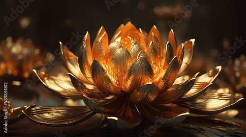 A fantastic golden lotus. Incredible nature. A symbol of Buddhism and purity. 