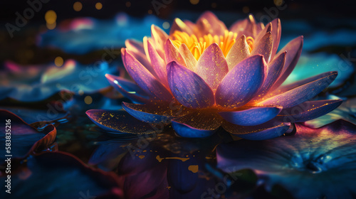 A fantastic glowing lotus. Incredible nature. A symbol of Buddhism and purity. 