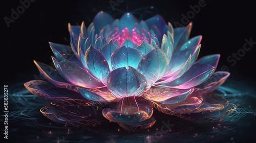 A fantastic glowing lotus. Incredible nature. A symbol of Buddhism and purity.  © vladzelinski