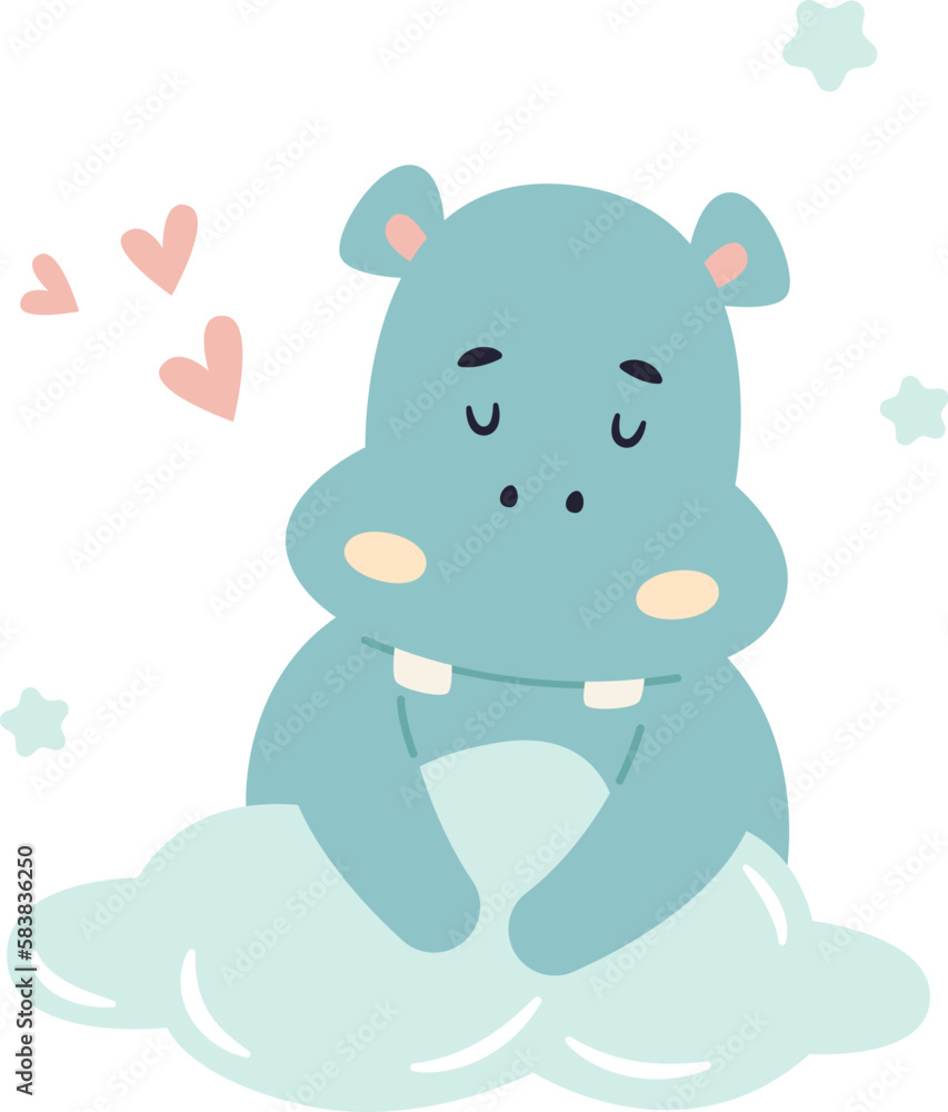 Sleepy Hippo On Cloud Sleepy Hippo On Cloud
