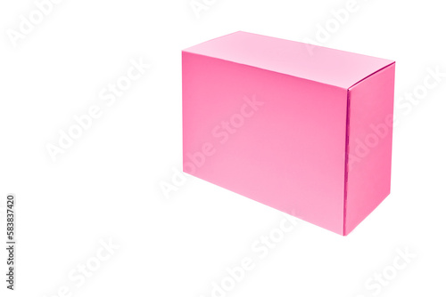 Pink blank box packaging isolated on white