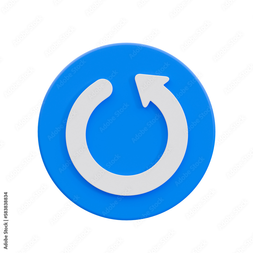 3d minimal restart icon. reset, reload, refresh icon. undo icon. 3d illustration. 3d minimal restart icon. reset, reload, refresh icon. undo icon. 3d illustration.