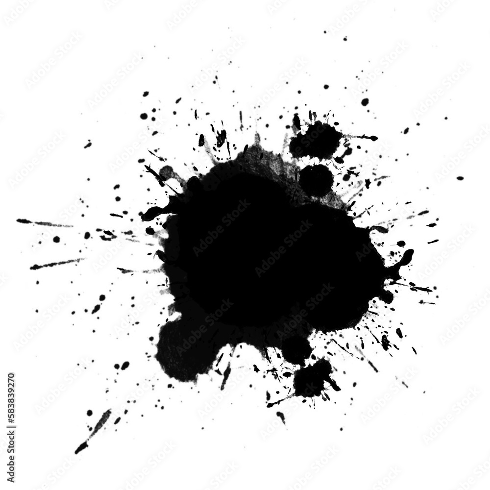 Random splash of black paint, masking shapes for manipulation purposes ...