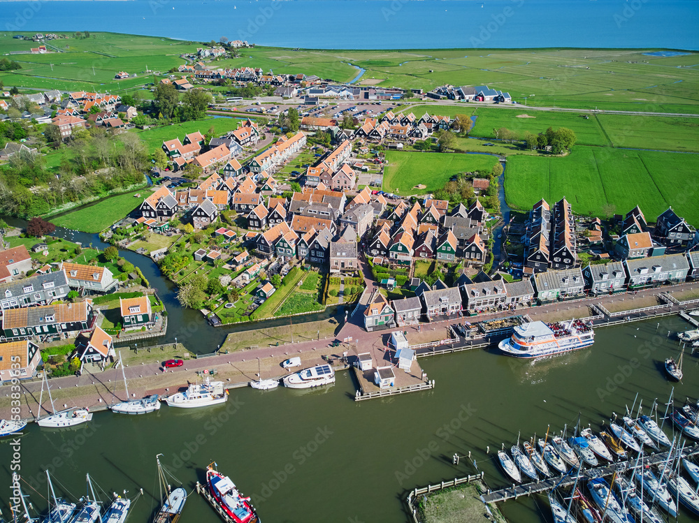 Φωτογραφία Aerial drone view of picturesque village of Marken, near Volendam, North Holland