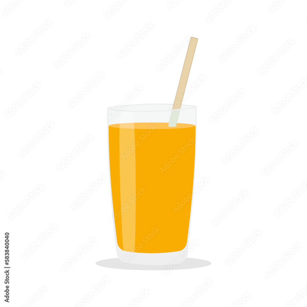 Glasses with fresh delicious orange juice in glass and straw on white background Glasses with fresh delicious orange juice in glass and straw on white background
