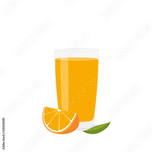 Glasses with fresh delicious orange juice in glass on white background