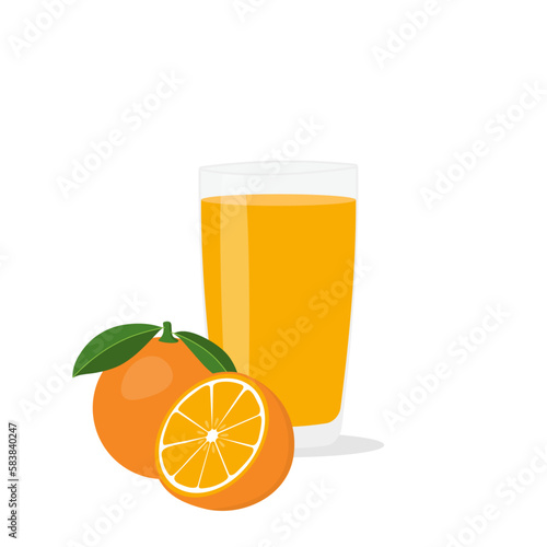 Glasses with fresh delicious orange juice in glass on white background