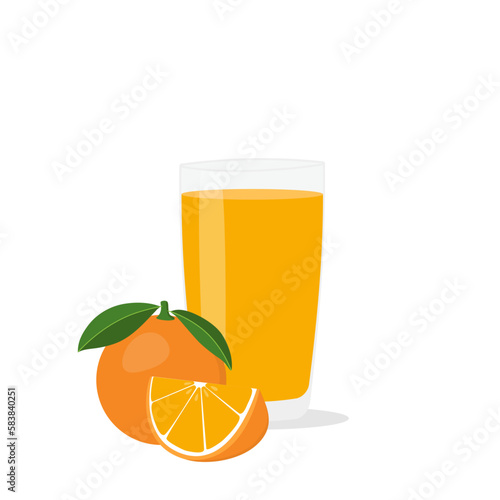 Glasses with fresh delicious orange juice in glass on white background