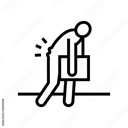 back hurts man sprain line icon vector illustration