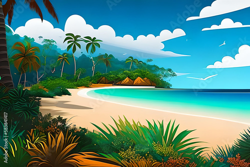 beach with palm trees