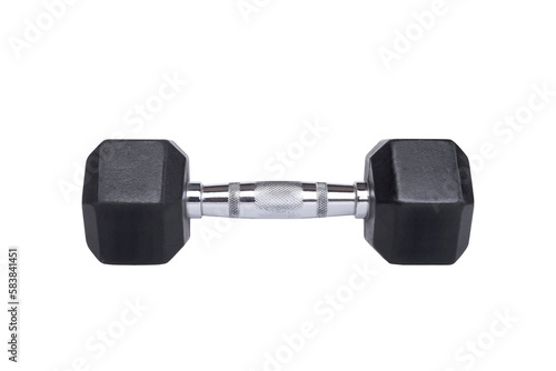 Konstfotografi Chromium and black dumbbell isolated on transparent background, png file