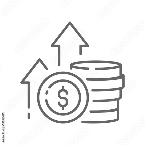 inflation, money growth, dollar price increase concept illustration line icon design editable vector eps10