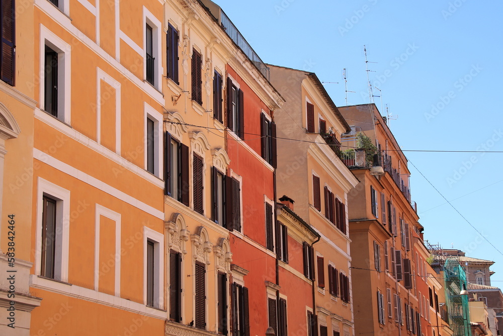 Borgo Pio Street View with Colorful House Facades in Rome, Italy