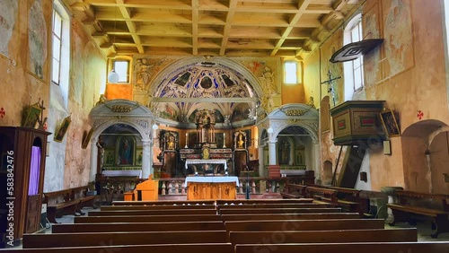 Interior of San Martino Church, Prato Sornico, Val Lavizzara, Switzerland photo