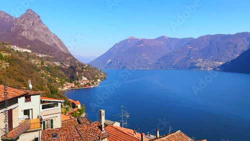 Lake and mountain panorama from Albogasio Superiore, Valsolda, Italy photo