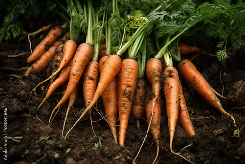 fresh raw carrots from soil