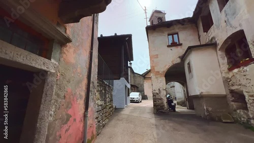 The old streets of Prato Sornico, Val Lavizzara, Switzerland photo