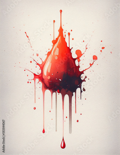 Watercolor red bloodstain i...