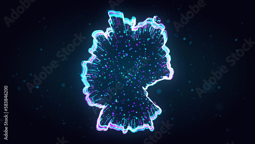 Photography Blue Purple Shiny Germany Map 3d Lines Effect With Square Dots Particles On Dark