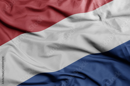 waving national flag of netherlands .macro shot. 3D illustration