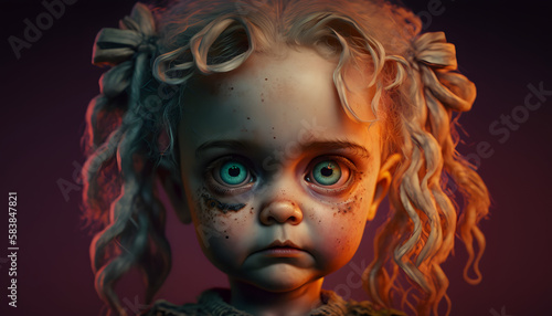 Scary Creepy doll. Generative AI