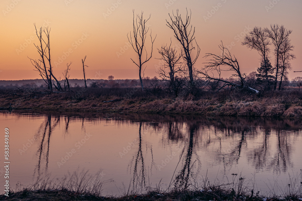 Bank of Bug river, viewpoint near Szumin, small village in Masovian Voivodeship of Poland Bank of Bug river, viewpoint near Szumin, small village in Masovian Voivodeship of Poland