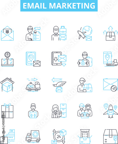 Email marketing vector line icons set. Email, Marketing, Newsletter, Campaign, Blasts, Opt-in, Autoresponder illustration outline concept symbols and signs