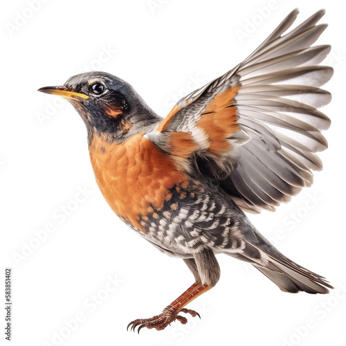 Generative AI crafts a redbreast robin bird portrait with precision. Generative AI. photo
